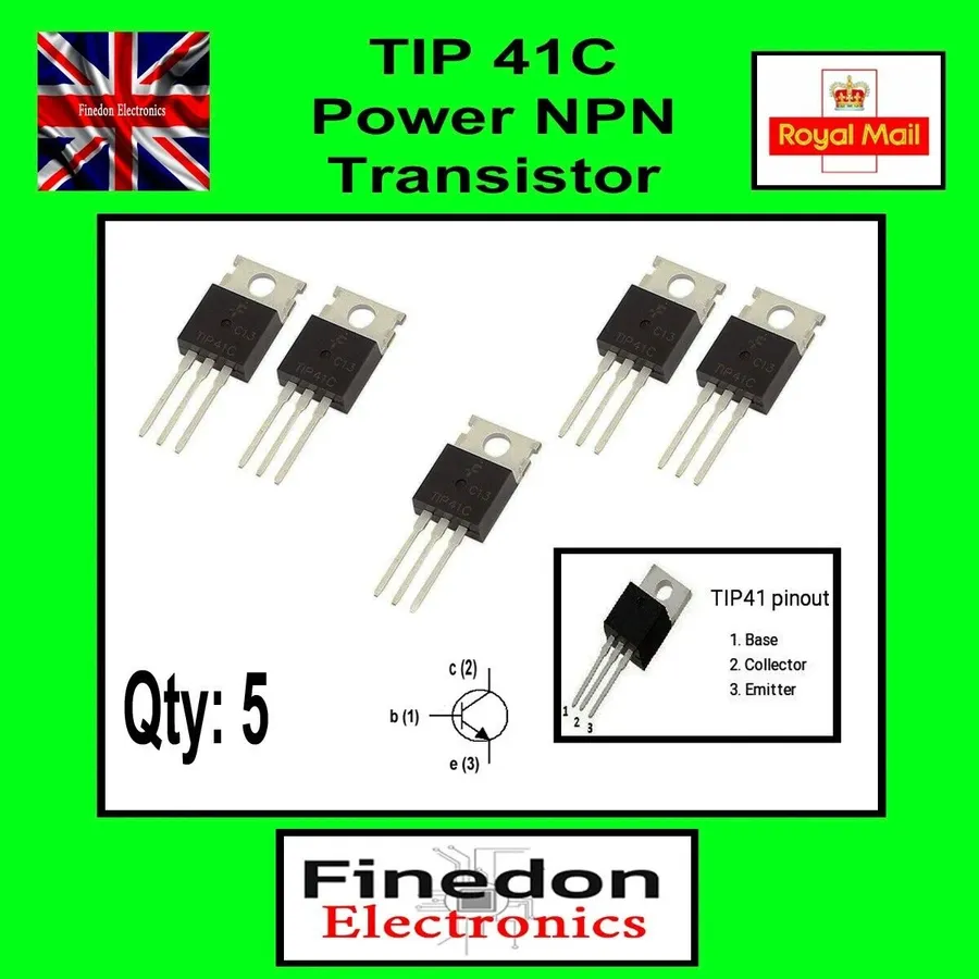 A diagram showing the pinout of a TIP41C transistor.