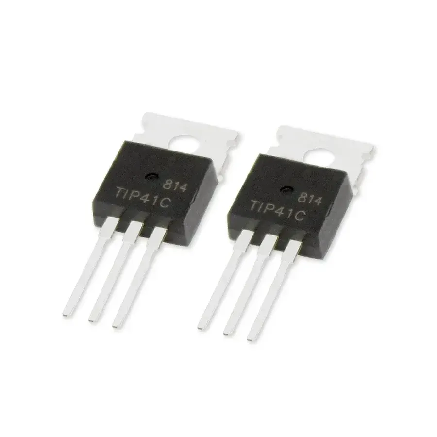 A TIP41C transistor with a heatsink attached.