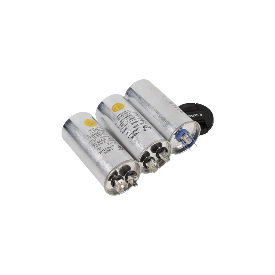 A selection of different sized and shaped run capacitors.