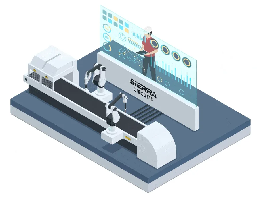 A PCB manufacturing machine in operation.
