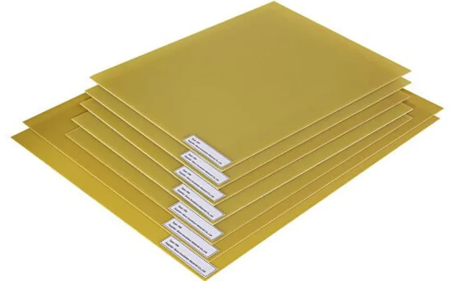 A close up of various PCB material sheets.