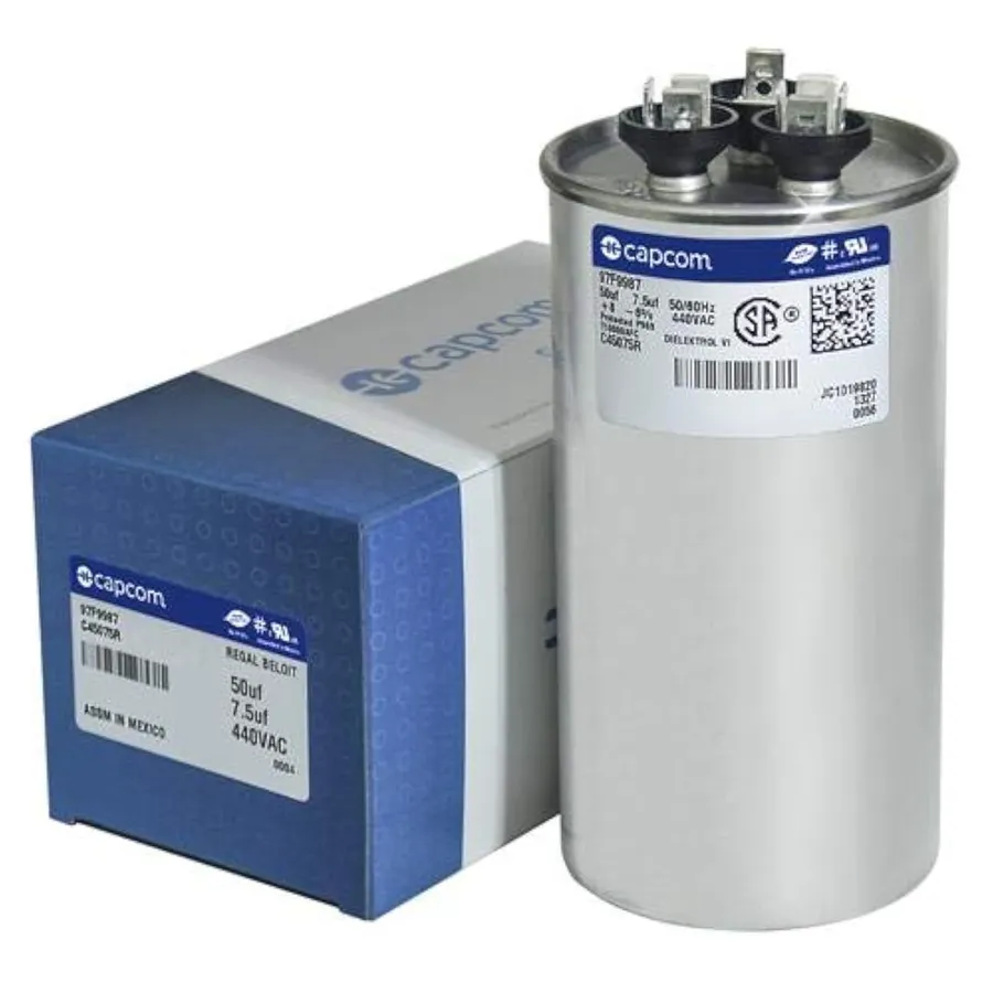 Genteq capacitors in their original packaging.