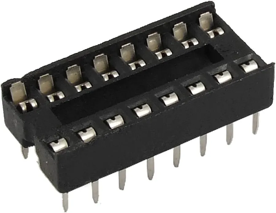 An IC socket being used in a complex electronic setup.