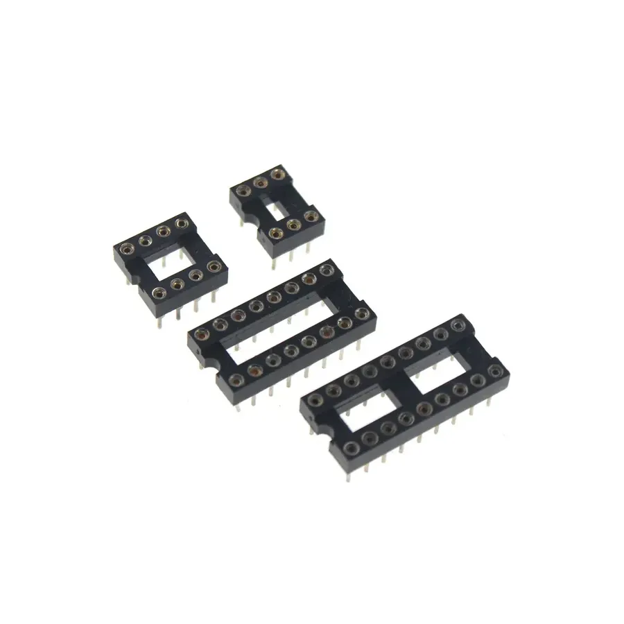 Close-up view of IC socket materials.