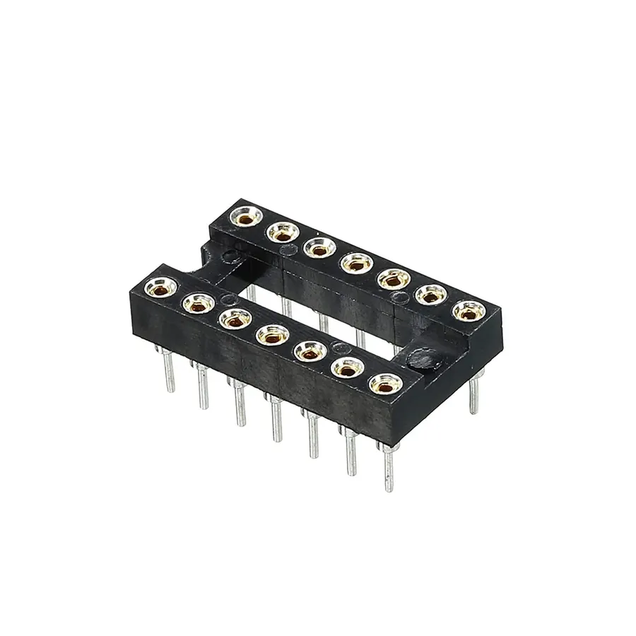 A chip being inserted into an IC socket.