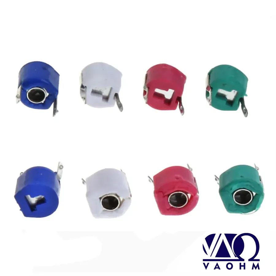 A collection of different types of trimmer capacitors.