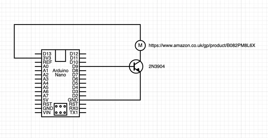 A basic circuit diagram using a 2N3904 as a switch.