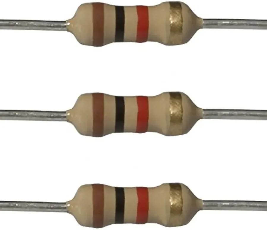 A close-up of a 1k ohm resistor.