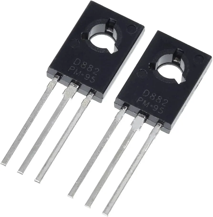 A variety of packaging types for D882 transistors.