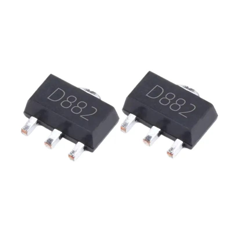 Several D882 transistors from different manufacturers.