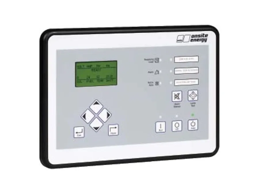 A generator set with a Deep Sea controller integrated into its control panel.