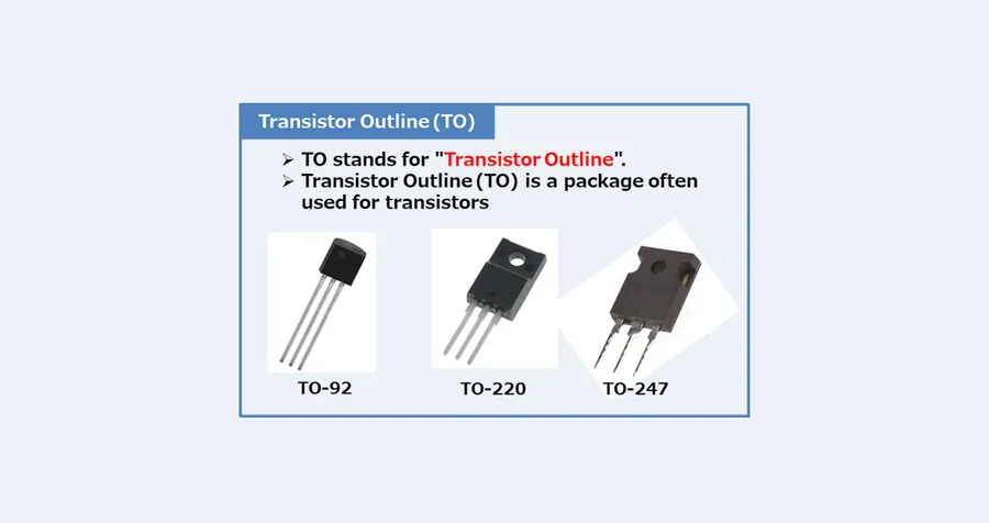 Different types of transistor packages used in integrated circuits.