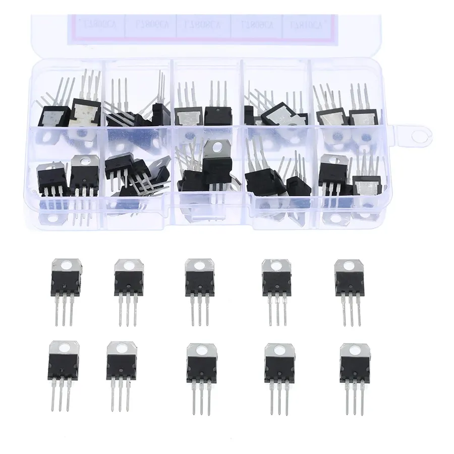 A display showcasing the latest advancements in diode and transistor technology.
