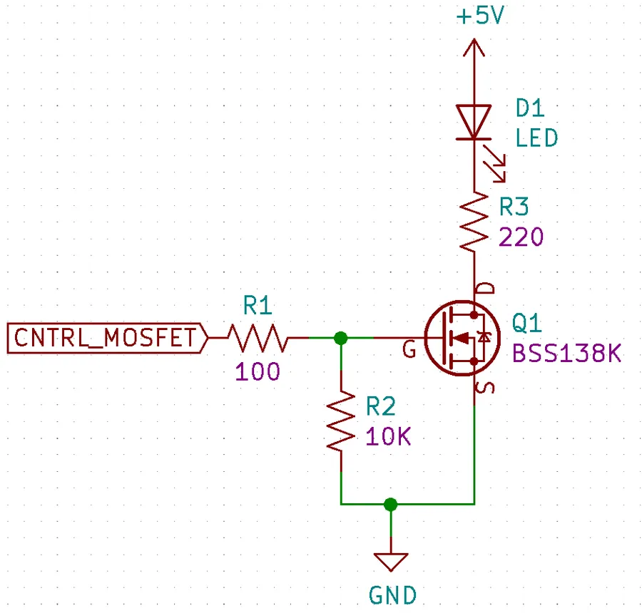 A practical MOSFET circuit showing external capacitors.