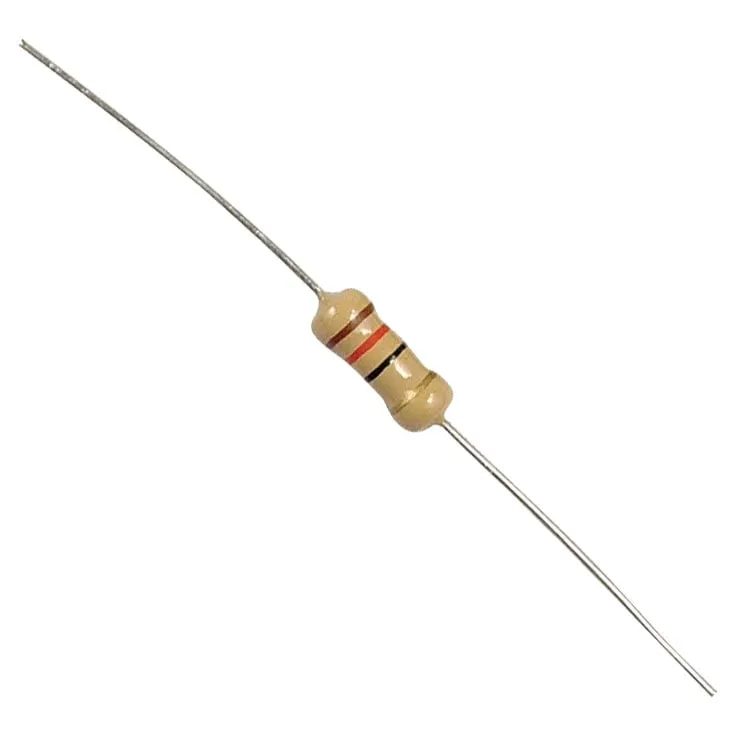Close up of different carbon film resistors.