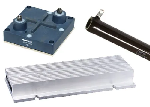 Several high power resistors with heat sinks.