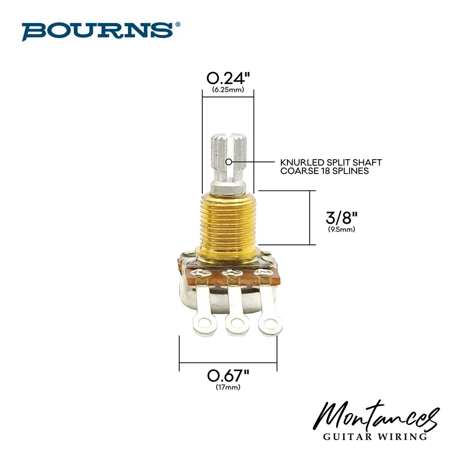 A Bourns potentiometer with its label and specifications