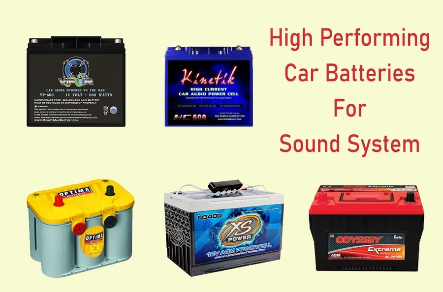 A car audio system with both a car capacitor and battery visible.