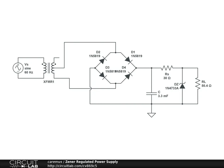 A section of a power supply circuit board showing the position of a 1N4007 diode.