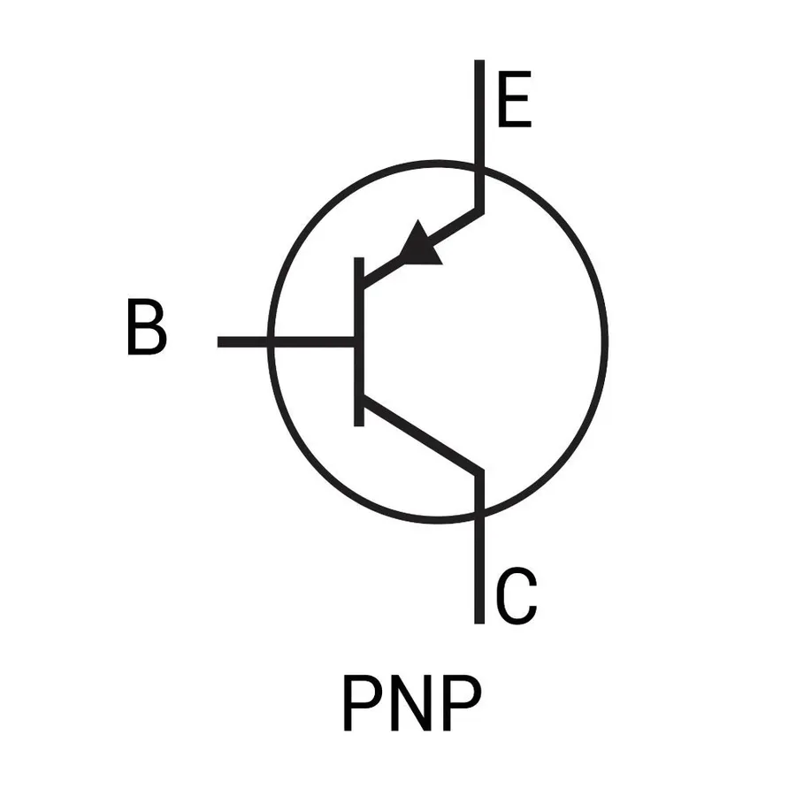 A diagram showing the pinout configuration of a 2N5401 transistor.