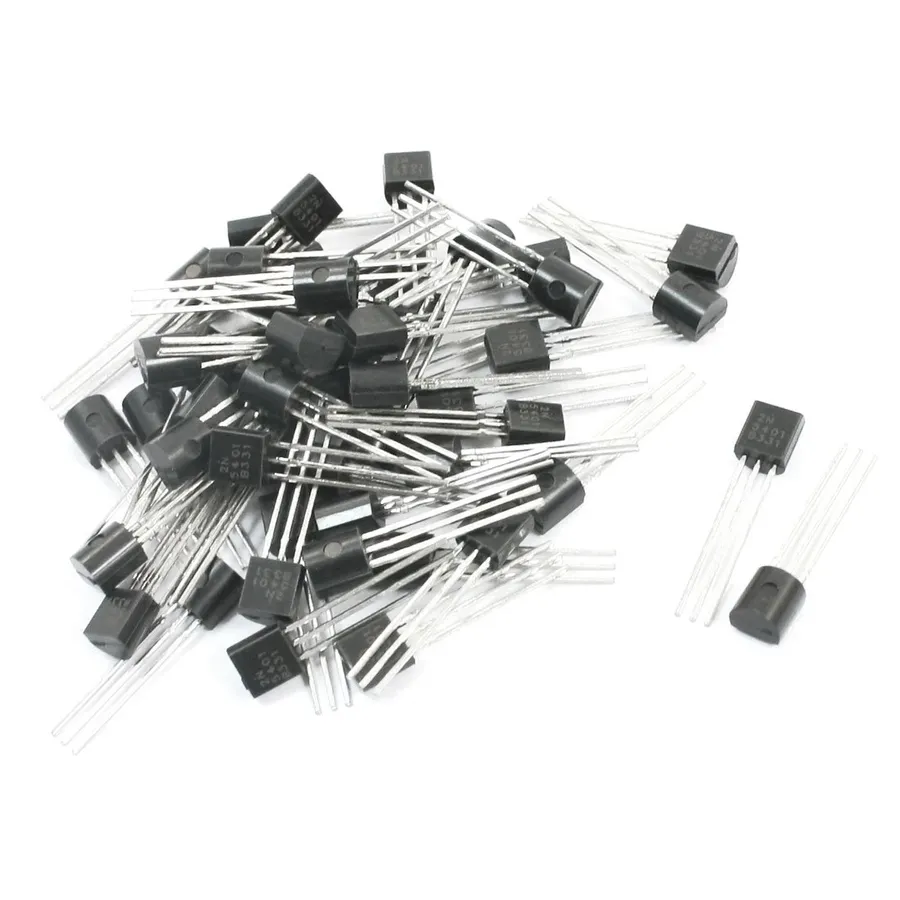 A image of 2N5401 transistors in different packaging.