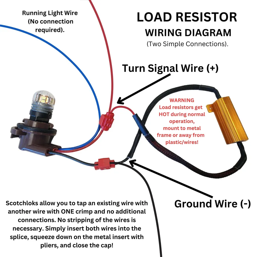 Hands connecting a load resistor to a car's wiring.