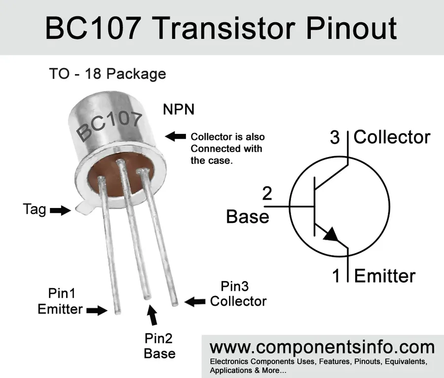 A circuit board featuring BC107 transistors in operation.