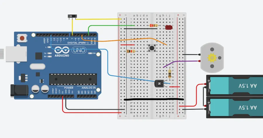 A circuit diagram showing the 2N2222 transistor in use.
