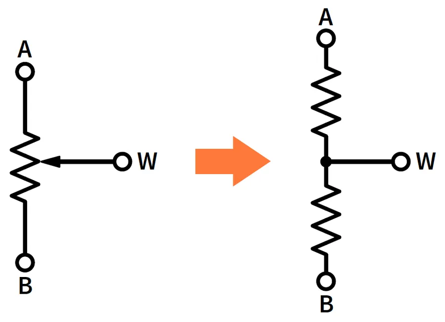 A side-by-side comparison of a trimmer resistor and a potentiometer.