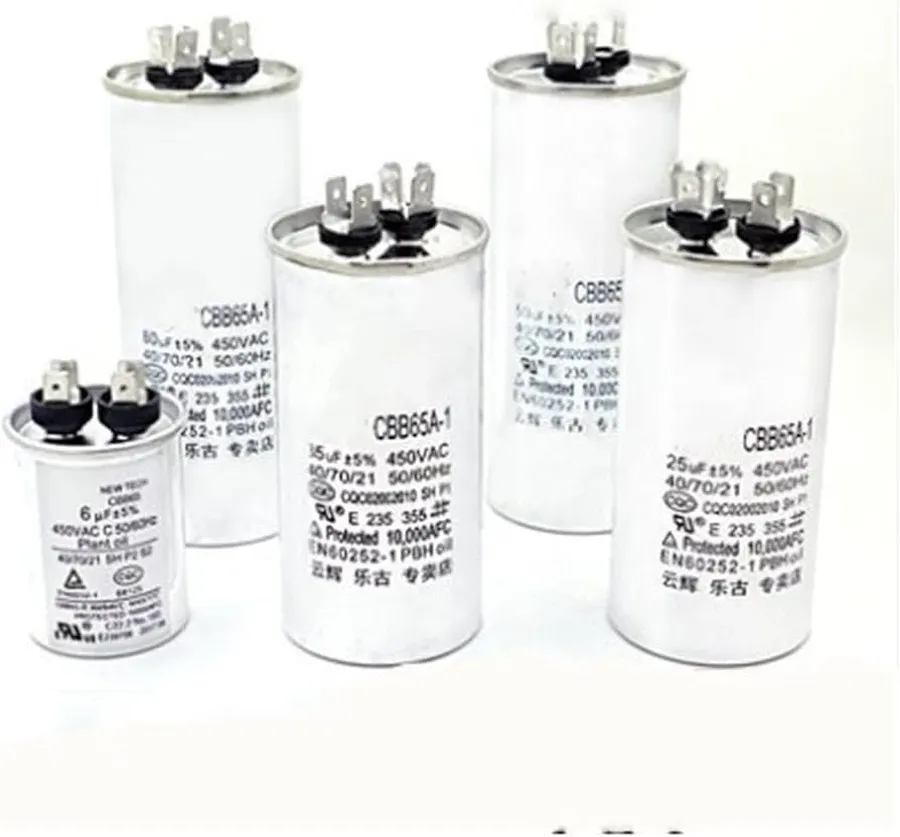 Various capacitors with different size and ratings