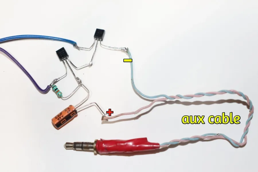 A circuit diagram showing a BC547 transistor used as an amplifier.