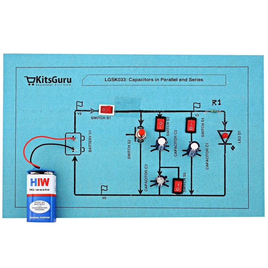A circuit diagram showing capacitors connected in parallel.