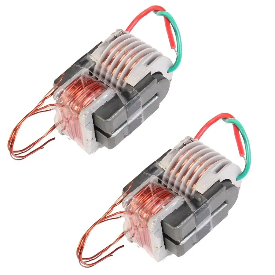 A photo of a transformer with visible inductors.