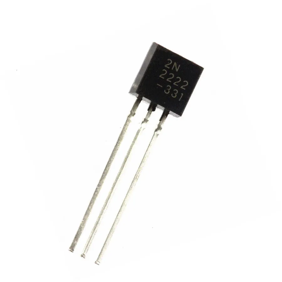 A picture of a 2N2222 transistor, an equivalent of the BC547.