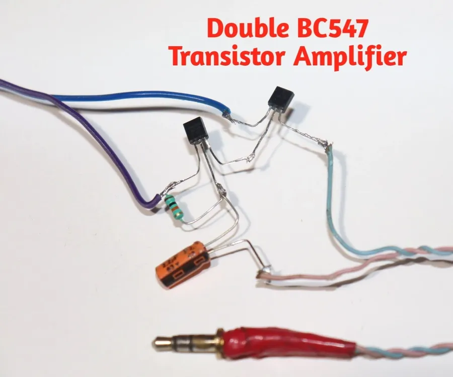 A basic circuit diagram where a BC547 transistor is used as an amplifier.