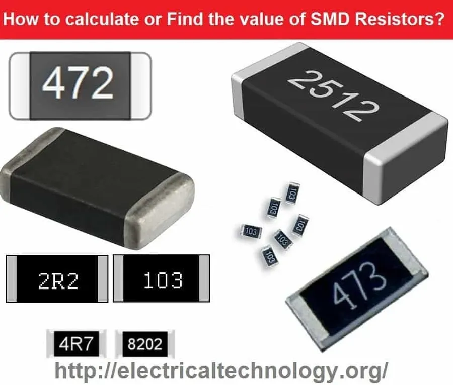 A surface mount resistor with its numerical code printed on top.