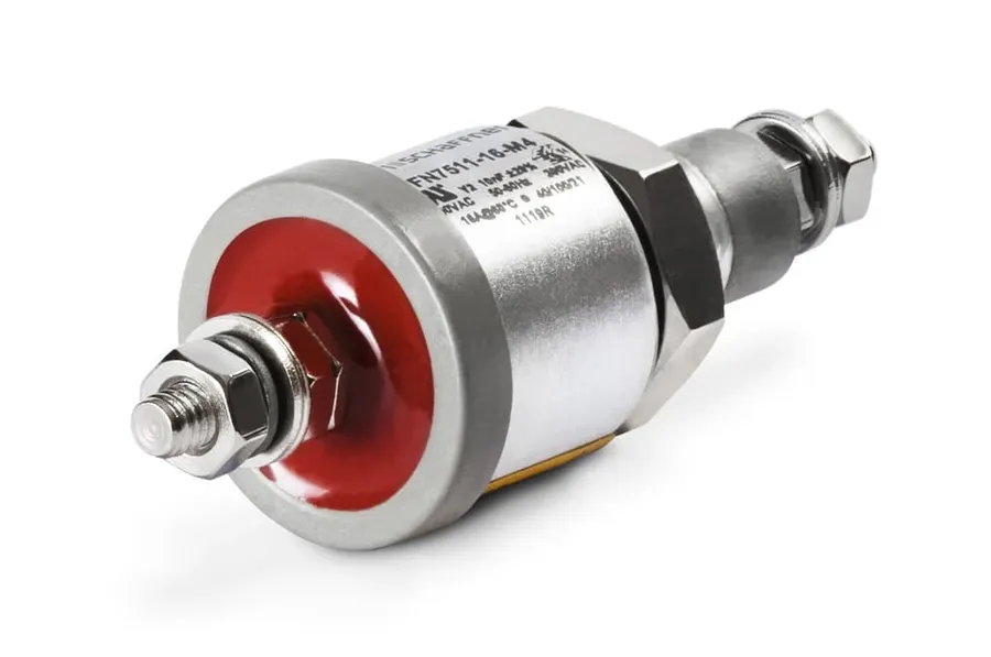 A collection of various types of feedthrough capacitors.
