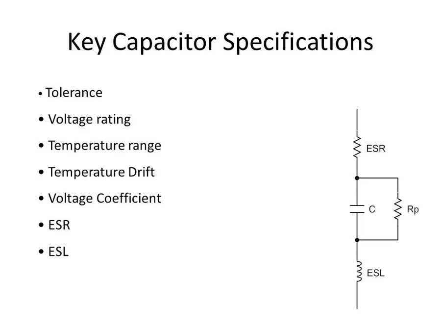 A capacitor with its specifications printed on its body.