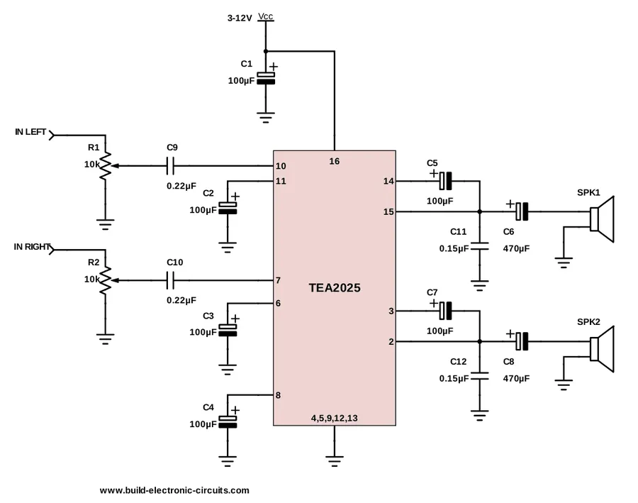 An audio amplifier circuit board.