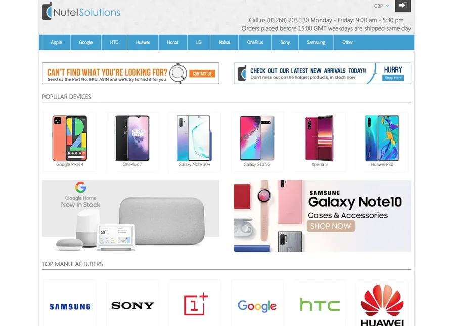A screenshot of an online electronic components store website.