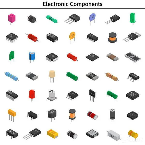 A close up of various electronic components on a printed circuit board.