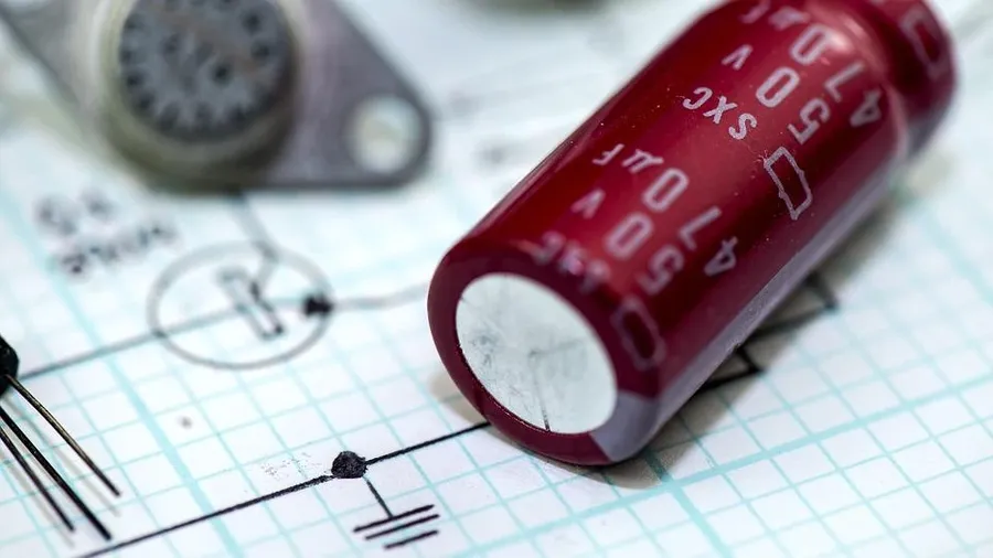 A fixed capacitor next to a variable capacitor.