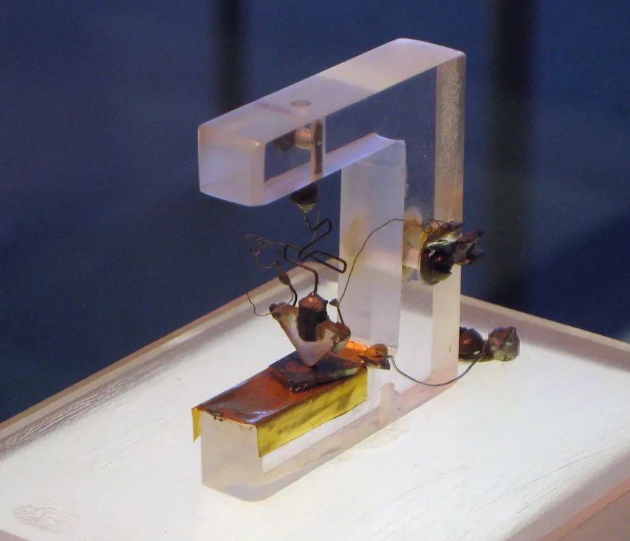 A photo showing early transistor designs.