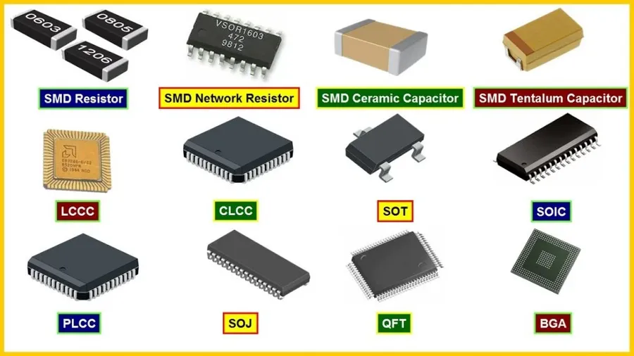A close-up of surface mount components on a PCB board.