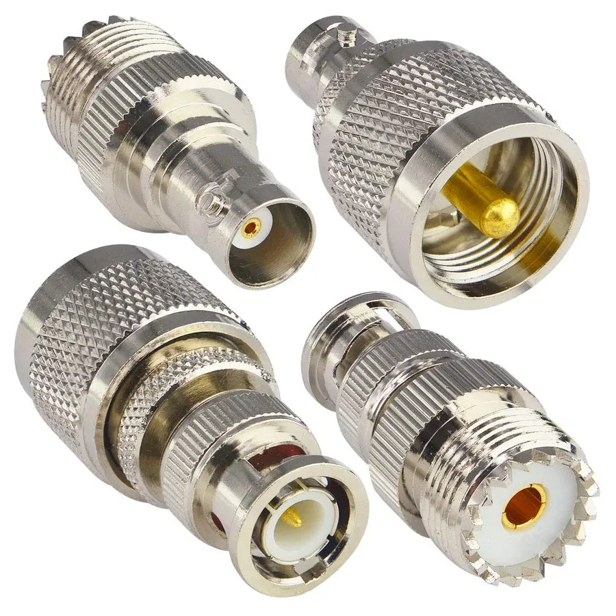 A selection of RF connectors and cables.