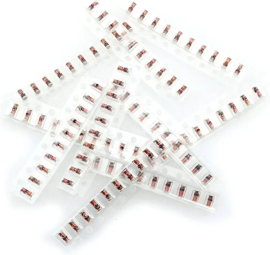 Different package types of 1N4148 diodes including through-hole and SMD.