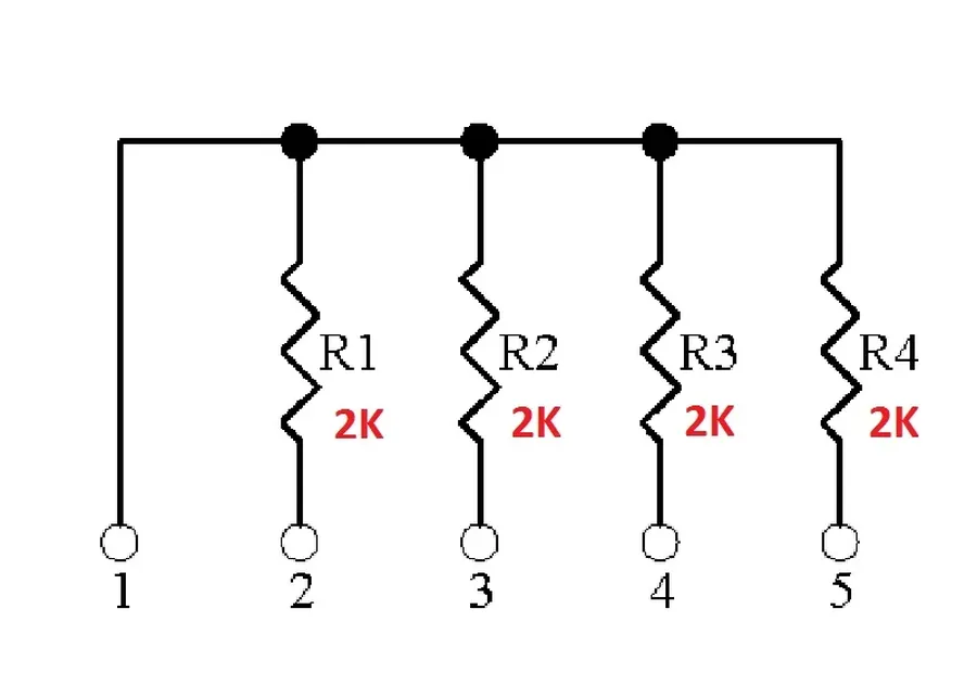 Resistor arrays in a circuit board application.