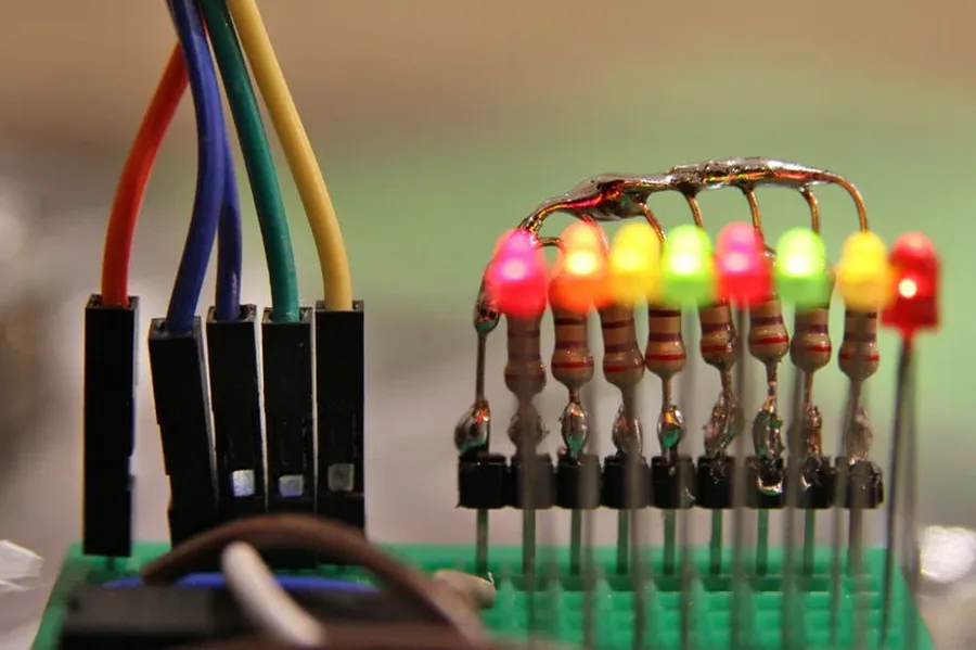 A circuit board featuring a resistor array.