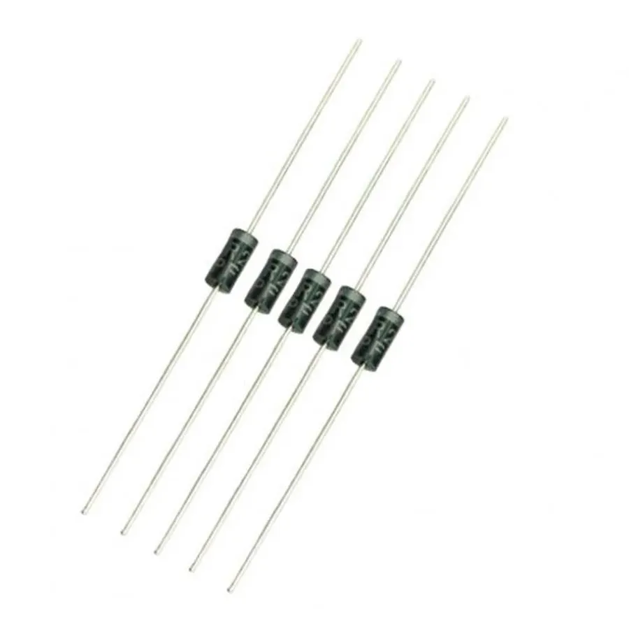 A depiction of the package and physical dimensions of an RL207 diode.