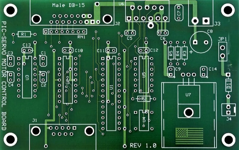 A close-up view of a printed circuit board.